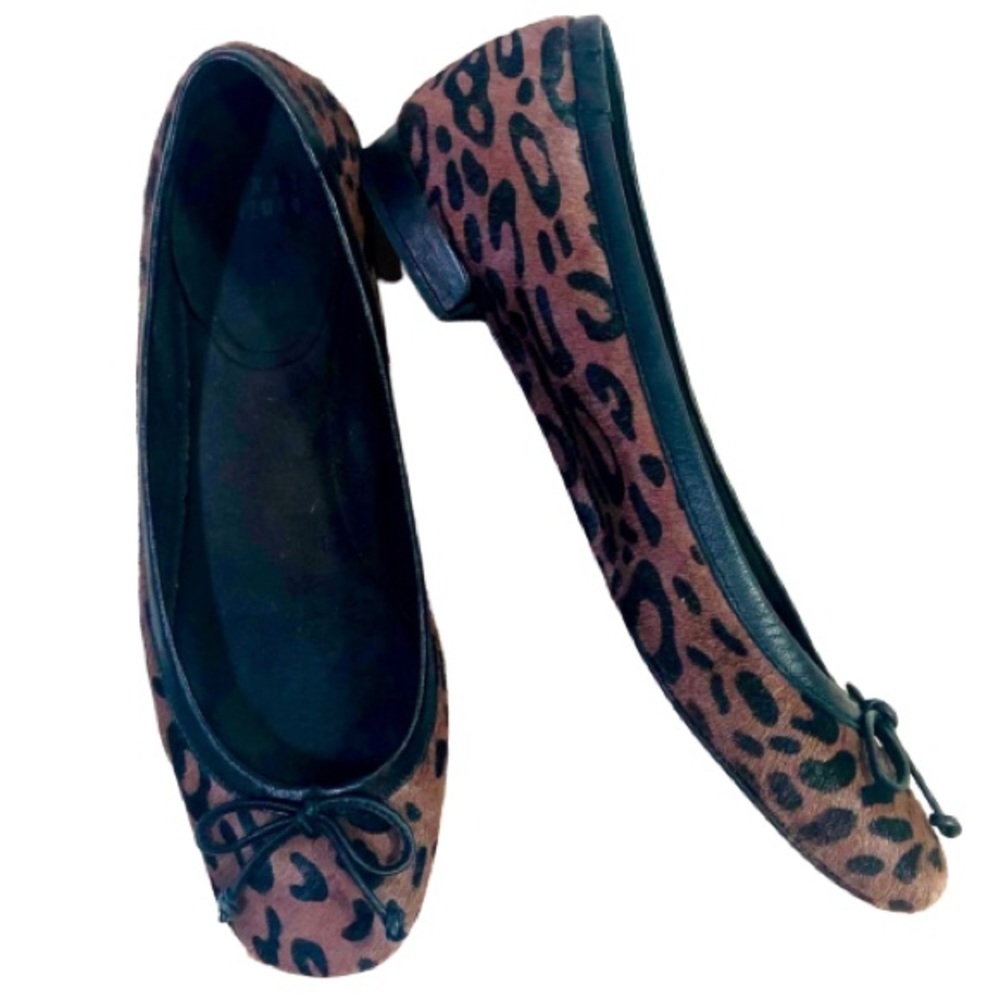 Stuart Weiztman Brown Animal Print Calf Hair Ballet Flats Size 8